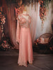 Blush Peach Pink Abstract Sequins and Beads Embroidered Design Crushed Tissue Lehenga With Matching Choker Dupatta