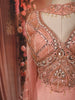 Blush Peach Pink Abstract Sequins and Beads Embroidered Design Crushed Tissue Lehenga With Matching Choker Dupatta
