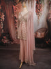Blush Peach Pink Heavy Sequins and Beads Embroidered Design Georgette Party Wear Peplum Palazzo Suit with Matching Dupatta