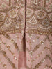 Blush Peach Pink Heavy Sequins and Beads Embroidered Design Georgette Party Wear Peplum Palazzo Suit with Matching Dupatta