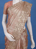 Blush Peach Sequence And Floral Embroidery Bridal Banarasi Silk Saree
