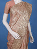 Blush Peach Sequence And Floral Embroidery Bridal Banarasi Silk Saree