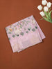 Blush Pink Checked Printed Design Crepe Silk Saree with Cow Motif Border