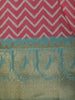 Blush Pink Chevron Zigzag Woven Design Pure Tussar Saree with Contrast Zari Border