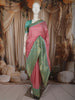 Blush Pink Chevron Zigzag Woven Design Pure Tussar Saree with Contrast Zari Border