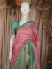 Blush Pink Chevron Zigzag Woven Design Pure Tussar Saree with Contrast Zari Border