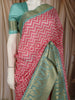 Blush Pink Chevron Zigzag Woven Design Pure Tussar Saree with Contrast Zari Border