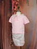 Blush Pink Floral Design Cotton Skirt and Top Set