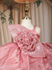 Blush Pink Floral Embellished Design Satin Party Frock