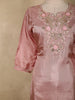 Blush Pink Floral Embroidered Design Tissue Silk Palazzo Suit with Dupatta