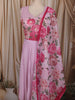 Blush Pink Floral Printed Design Chiffon Anarkali Gown with Dupatta