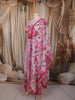 Blush Pink Floral Printed Design Chiffon Anarkali Gown with Dupatta