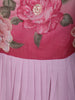 Blush Pink Floral Printed Design Chiffon Anarkali Gown with Dupatta