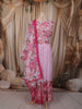 Blush Pink Floral Printed Design Chiffon Anarkali Gown with Dupatta