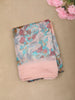 Blush Pink Floral Printed Design Linen Cotton Casual Wear Saree