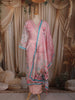 Blush Pink Floral Printed Design Organza Salwar Suit with Dupatta