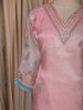 Blush Pink Floral Printed Design Organza Salwar Suit with Dupatta