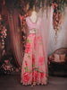 Blush Pink Floral Printed Organza Lehenga with Net Dupatta