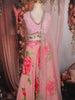 Blush Pink Floral Printed Organza Lehenga with Net Dupatta