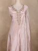 Blush Pink Floral Sequins Embroidered Design Tissue Silk Anarkali Salwar Suit