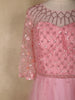 Blush Pink Floral Sequins Embroidered Net Gown