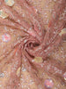 Blush Pink Floral Sequins and Beads Embroidered Design Net Designer Saree with Scalloped Border
