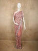 Blush Pink Floral Sequins and Beads Embroidered Design Net Designer Saree with Scalloped Border