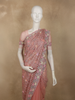 Blush Pink Floral Sequins and Beads Embroidered Design Net Designer Saree with Scalloped Border