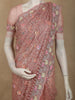 Blush Pink Floral Sequins and Beads Embroidered Design Net Designer Saree with Scalloped Border