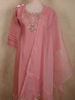Blush Pink Floral Sequins and Beads Embroidered Design Organza Salwar Suit