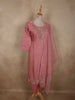 Blush Pink Floral Sequins and Beads Embroidered Design Organza Salwar Suit