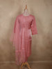 Blush Pink Floral Sequins and Beads Embroidered Design Organza Salwar Suit