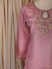 Blush Pink Floral Sequins and Beads Embroidered Design Tissue Silk Palazzo Suit with Dupatta