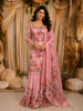 Blush Pink Floral Sequins and Beads Embroidered Design Tissue Silk Palazzo Suit with Dupatta