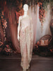 Blush Pink Floral Sequins and  Thread Embroidered Design Net Party Wear Saree with Designer Border