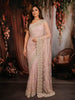 Blush Pink Floral Sequins and  Thread Embroidered Design Net Party Wear Saree with Designer Border
