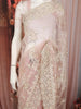 Blush Pink Floral Sequins and  Thread Embroidered Design Net Party Wear Saree with Designer Border