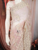 Blush Pink Floral Sequins and  Thread Embroidered Design Net Party Wear Saree with Designer Border