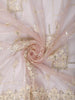Blush Pink Floral Sequins and  Thread Embroidered Design Net Party Wear Saree with Designer Border