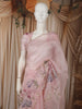 Blush Pink Floral Vine Printed Design Pure Organza Saree with Scalloped Border