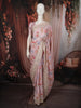 Blush Pink Floral Woven Design Pure Tussar Saree with Thread Embroidered Border