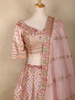 Blush Pink Floral and Geometric Sequins Embroidered Banarasi Silk Lehenga Set