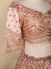 Blush Pink Floral and Geometric Sequins Embroidered Banarasi Silk Lehenga Set