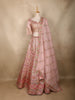 Blush Pink Floral and Geometric Sequins Embroidered Banarasi Silk Lehenga Set