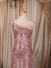 Blush Pink Geometric Sequins Embroidered Design Mermaid Sequins Fabric Party Wear Gown