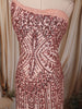 Blush Pink Geometric Sequins Embroidered Design Mermaid Sequins Fabric Party Wear Gown