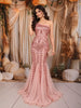 Blush Pink Geometric Sequins Embroidered Design Mermaid Sequins Fabric Party Wear Gown