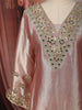 Blush Pink Gold Mirror Embroidered  Design Tissue Silk Straight Cut Salwar Suit with Matching Designer Dupatta