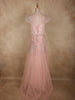 Blush Pink Heavy Sequins and Beads Embroidered Design Floor Length Net Gown