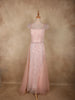 Blush Pink Heavy Sequins and Beads Embroidered Design Floor Length Net Gown